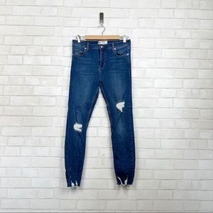 Free People Sharkbite Skinny Distressed Jeans
